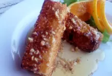 Печено сирене с мед и орехи