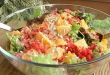 Салата с портокал, червено цвекло и тахан