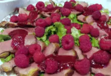 Патешко магре със сос от малини