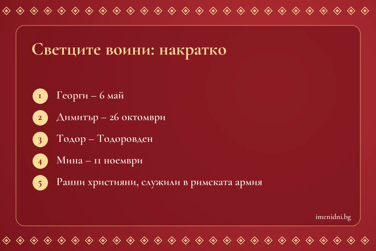 Карта с имената на светците воини и кога празнуват